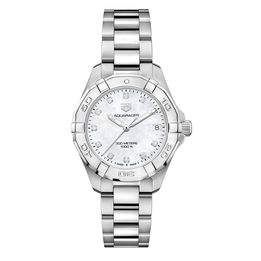 Shop Authentic Tag Heuer Aquaracer White Mother of Pearl Dial Watch for Women - WBD1314.BA0740 - Luxxuri