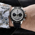Tag Heuer Autavia Chronometer Flyback Chronograph Silver Dial Black Leather Strap Watch for Men - CBE511B.FC8279