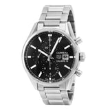  Shop Authentic Tag Heuer Carrera Automatic Chronograph Black Dial Silver Steel Strap Watch for Men - CBK2110.BA0715 - Luxxuri