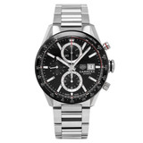  Shop Authentic Tag Heuer Carrera Automatic Chronograph Black Dial Silver Steel Strap Watch for Men - CBM2110.BA0651 - Luxxuri