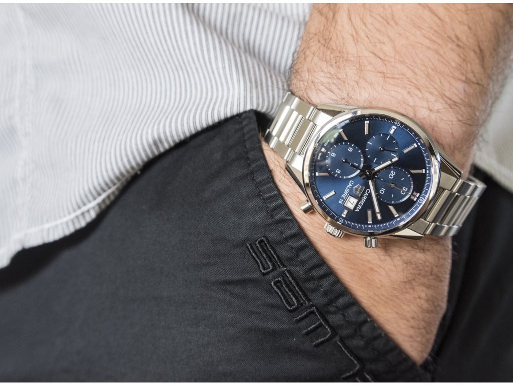  Shop Authentic Tag Heuer Carrera Chronograph 41mm Blue Dial Silver Steel Strap Watch for Men - CBK2112.BA0715 - Luxxuri