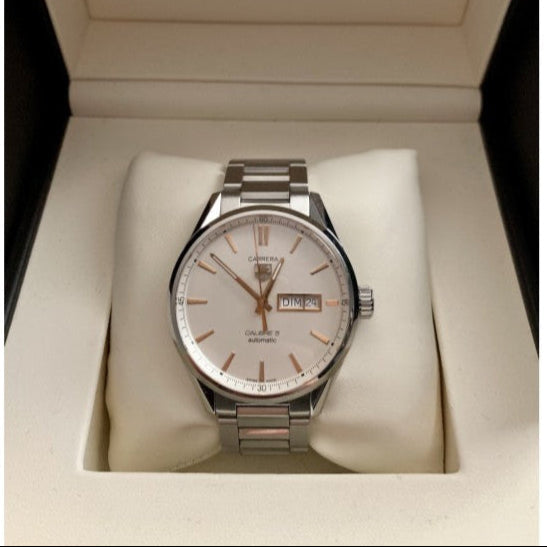 Shop Authentic Tag Heuer Carrera Calibre 5 White Dial Silver Steel Strap Watch for Men - WAR201D.BA0723 - Luxxuri
