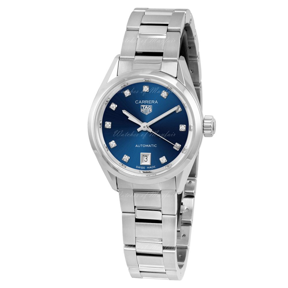 Tag Heuer Carrera Diamonds Blue Dial Silver Steel Strap Watch for Women - WBN2413.BA0621