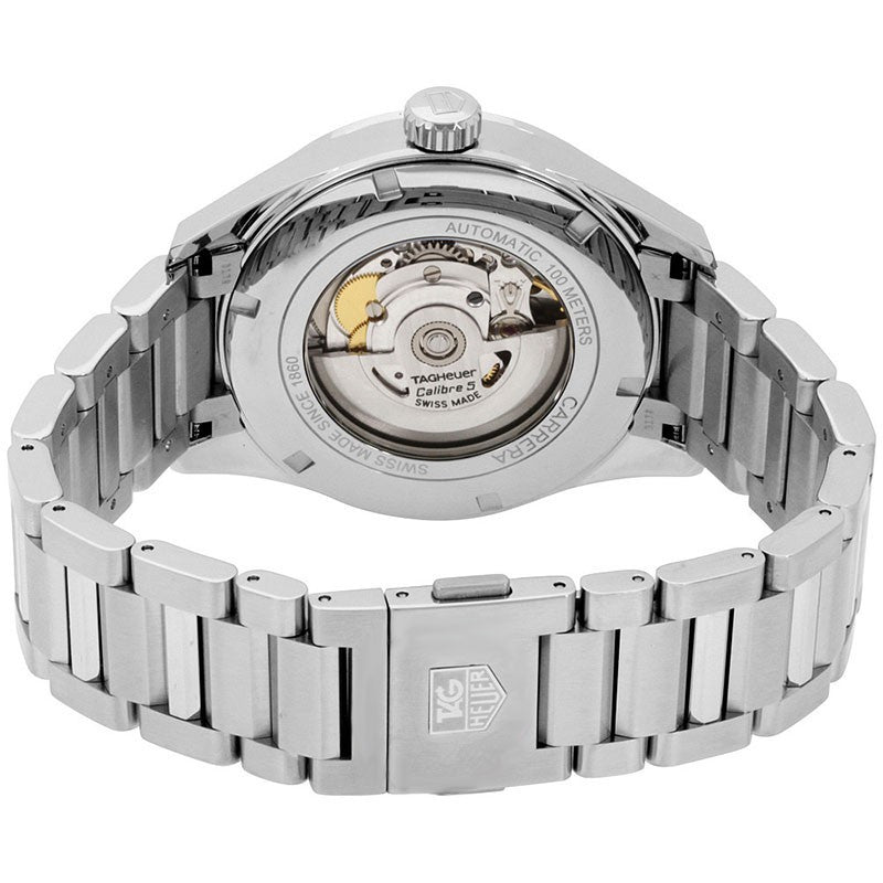  Shop Authentic Tag Heuer Carrera Calibre 5 Automatic Black Dial Silver Steel Strap Watch for Men - WAR201A.BA0723 - Luxxuri