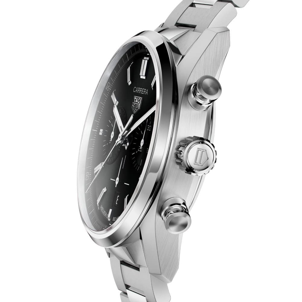  Shop Authentic Tag Heuer Carrera Chronograph Black Dial Silver Steel Strap Watch for Men - CBN2010.BA0642 - Luxxuri