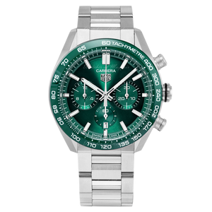  Shop Authentic Tag Heuer Carrera Chronograph 44mm Green Dial Silver Steel Strap Watch for Men - CBN2A1N.BA0643 - Luxxuri