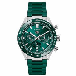  Shop Authentic Tag Heuer Carrera Chronograph 44mm Green Dial Green Steel Strap Watch for Men - CBN2A1N.FT6238 - Luxxuri