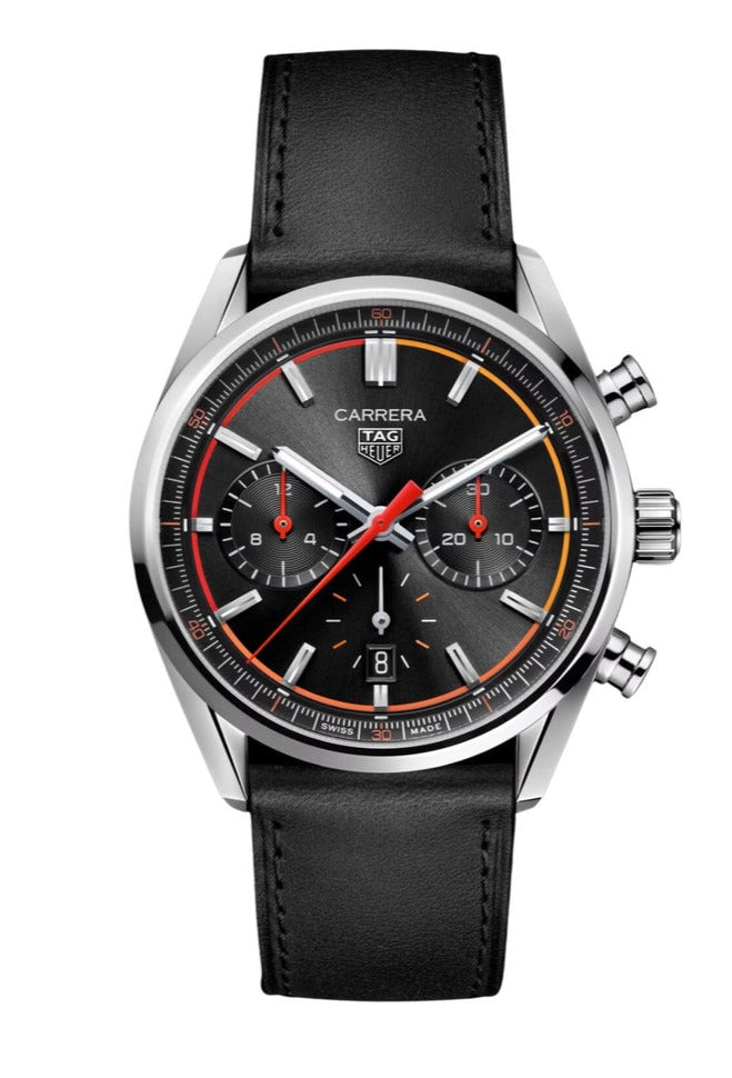  Shop Authentic Tag Heuer Carrera Chronograph Black Dial Black Leather Strap Watch for Men - CBN201C.FC6542 - Luxxuri