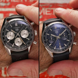  Shop Authentic Tag Heuer Carrera Automatic Chronograph Black Dial Black Leather Strap Watch for Men - CBS2210.FC6534 - Luxxuri