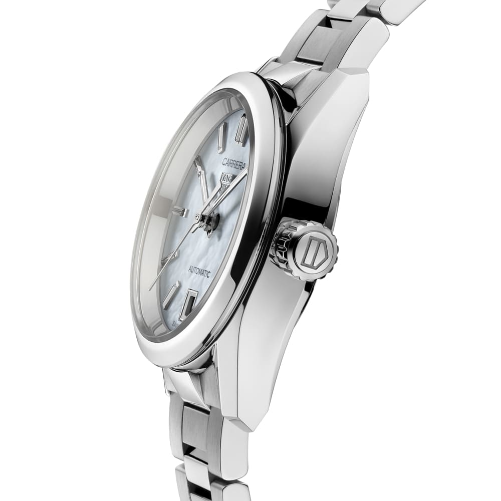  Shop Authentic Tag Heuer Carrera Mother of Pearl Dial Silver Steel Strap Watch for Women - WBN2410.BA0621 - Luxxuri