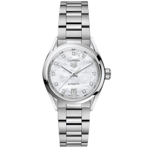  Shop Authentic Tag Heuer Carrera Diamonds Mother of Pearl Dial Silver Steel Strap Watch for Women - WBN2412.BA0621 - Luxxuri