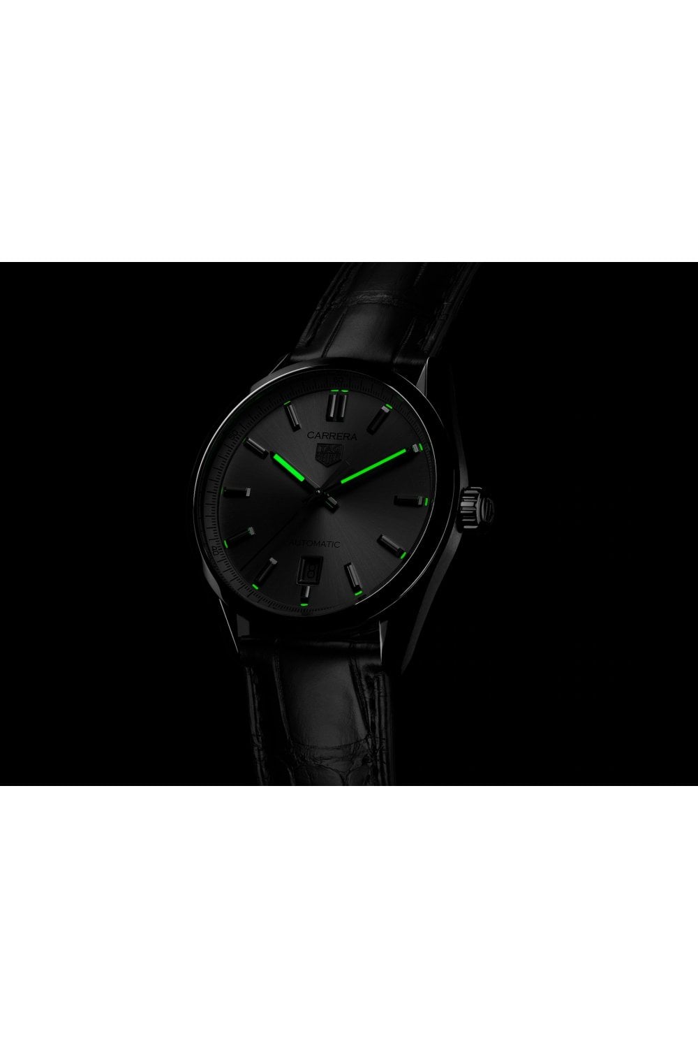 Tag Heuer Carrera Date Silver Dial Black Leather Strap Watch for Men - WBN2111.FC6505