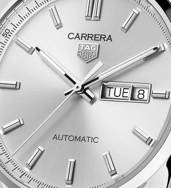  Shop Authentic Tag Heuer Carrera Day Date Silver Dial Brown Leather Strap Watch for Men - WBN2011.FC6484 - Luxxuri