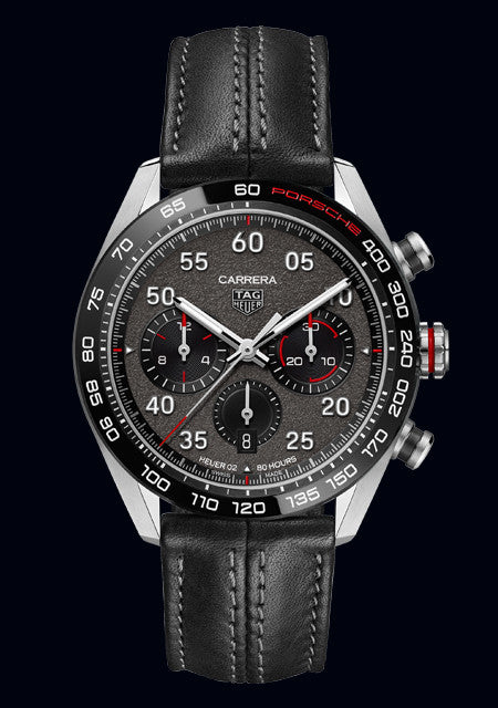 Tag Heuer Carrera Porsche Chronograph Special Edition Black Dial Black Leather Strap Watch for Men - CBN2A1F.FC6492
