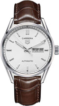  Shop Authentic Tag Heuer Carrera Day Date Silver Dial Brown Leather Strap Watch for Men - WBN2011.FC6484 - Luxxuri