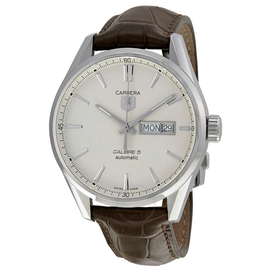  Shop Authentic Tag Heuer Carrera Calibre 5 Automatic White Dial Brown Leather Strap Watch for Men - WAR201B.FC6291 - Luxxuri