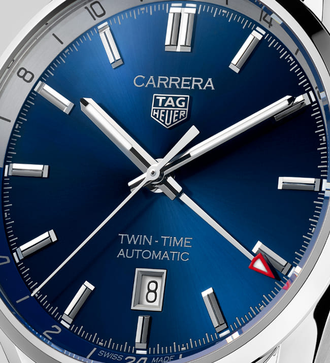 Tag Heuer Carrera Twin Time Blue Dial Silver Steel Strap Watch for Men - WBN201A.BA0640
