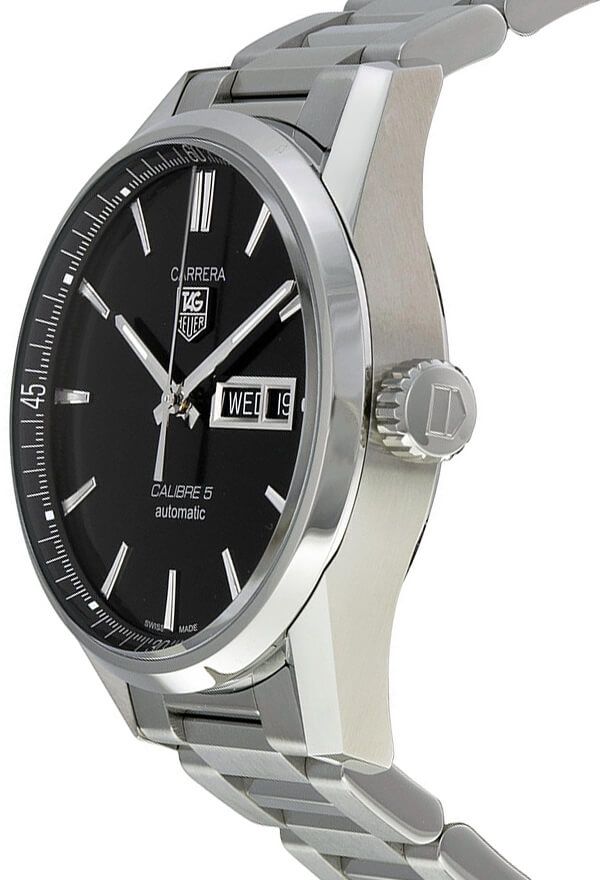  Shop Authentic Tag Heuer Carrera Calibre 5 Automatic Black Dial Silver Steel Strap Watch for Men - WAR201A.BA0723 - Luxxuri