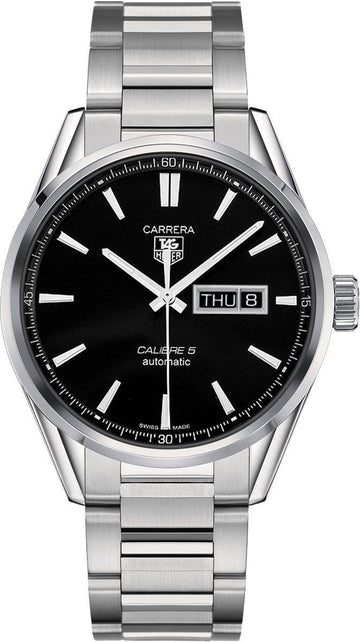  Shop Authentic Tag Heuer Carrera Calibre 5 Automatic Black Dial Silver Steel Strap Watch for Men - WAR201A.BA0723 - Luxxuri