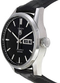  Shop Authentic Tag Heuer Carrera Automatic 41mm Black Dial Black Leather Strap Watch for Men - WAR201A.FC6266 - Luxxuri