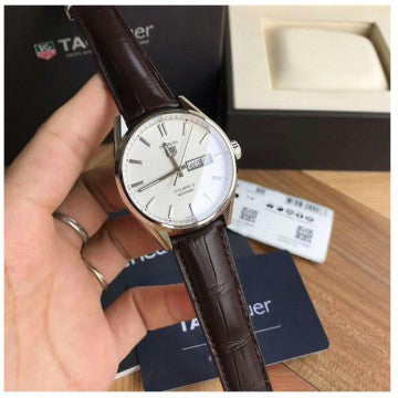  Shop Authentic Tag Heuer Carrera Calibre 5 Automatic White Dial Brown Leather Strap Watch for Men - WAR201B.FC6291 - Luxxuri