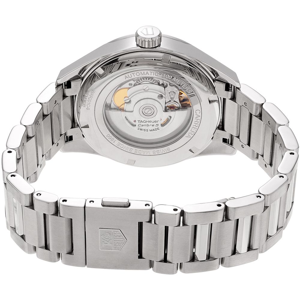  Shop Authentic Tag Heuer Carrera Calibre 5 Automatic Black Dial Silver Steel Strap Watch for Men - WAR201C.BA0723 - Luxxuri