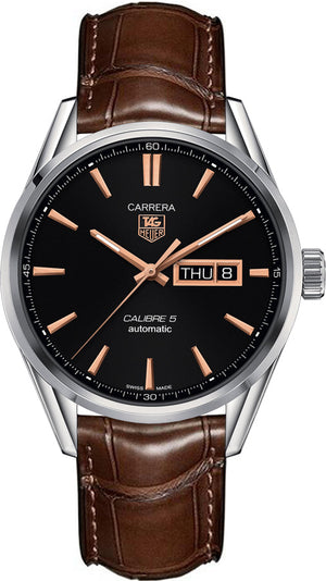  Shop Authentic Tag Heuer Carrera Automatic Black Dial Brown Leather Strap Watch for Men - WAR201C.FC6291 - Luxxuri