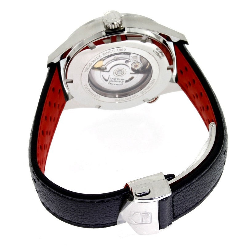 Tag Heuer Carrera Calibre 5 Drive Timer Black Dial Black Leather Strap Watch for Men - WAR2A10.FC6337
