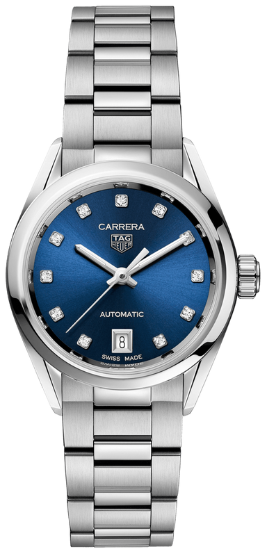  Shop Authentic Tag Heuer Carrera Diamonds Blue Dial Silver Steel Strap Watch for Women - WBN2413.BA0621 - Luxxuri
