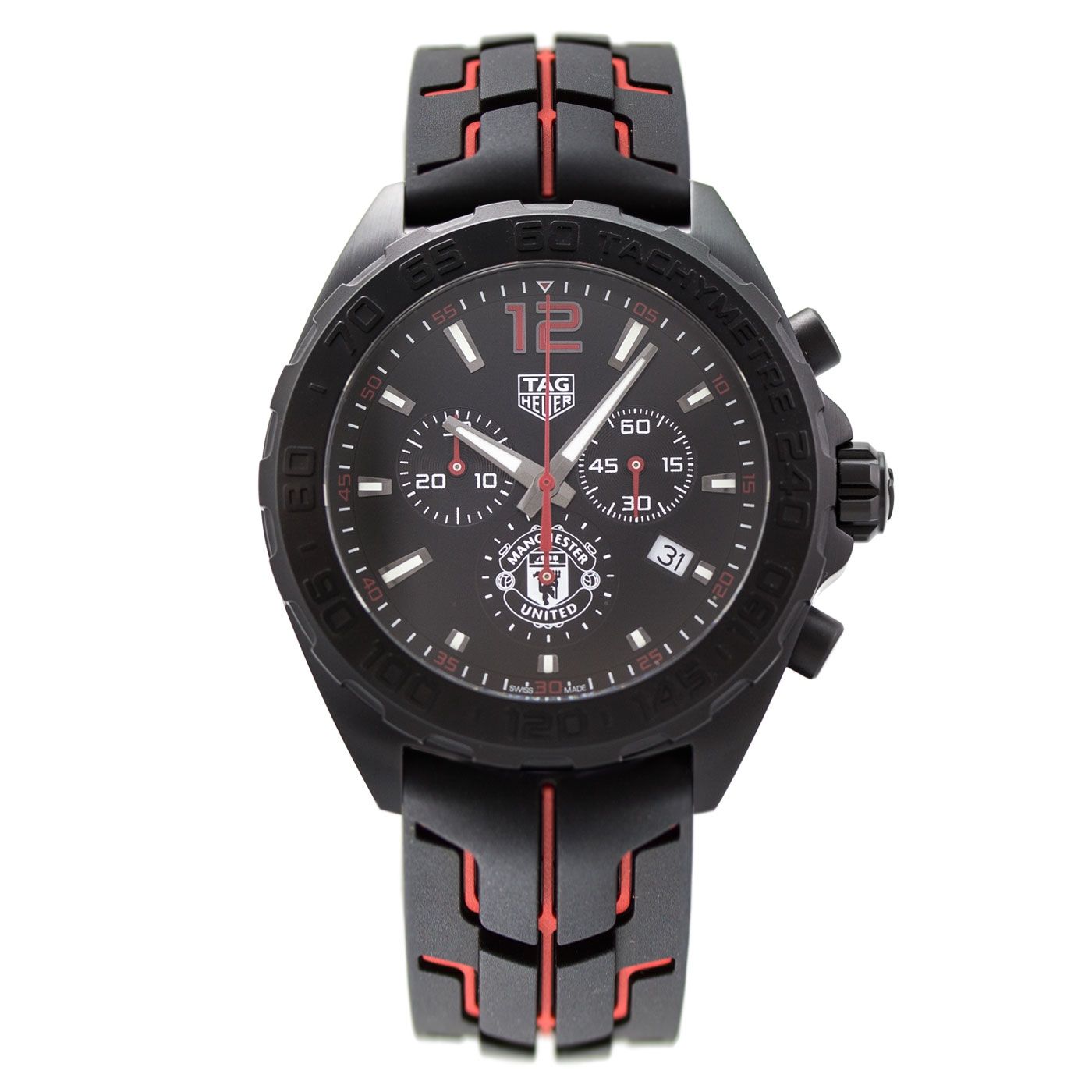  Shop Authentic Tag Heuer Formula 1 Manchester United Limited Edition Black Dial Black & Red Rubber Strap Watch for Men - CAZ101J.FT8027 - Luxxuri