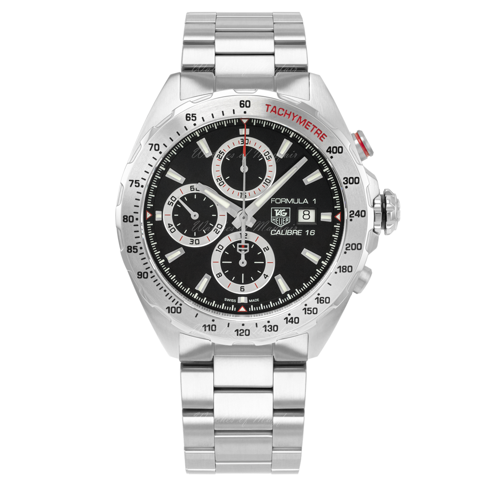  Shop Authentic Tag Heuer Formula 1 Calibre 16 Automatic Chronograph Black Dial Silver Steel Strap Watch for Men - CAZ2010.BA0876 - Luxxuri