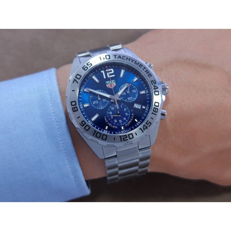 Tag Heuer Formula 1 Chronograph Blue Dial Silver Steel Strap Watch for Men - CAZ101K.BA0842
