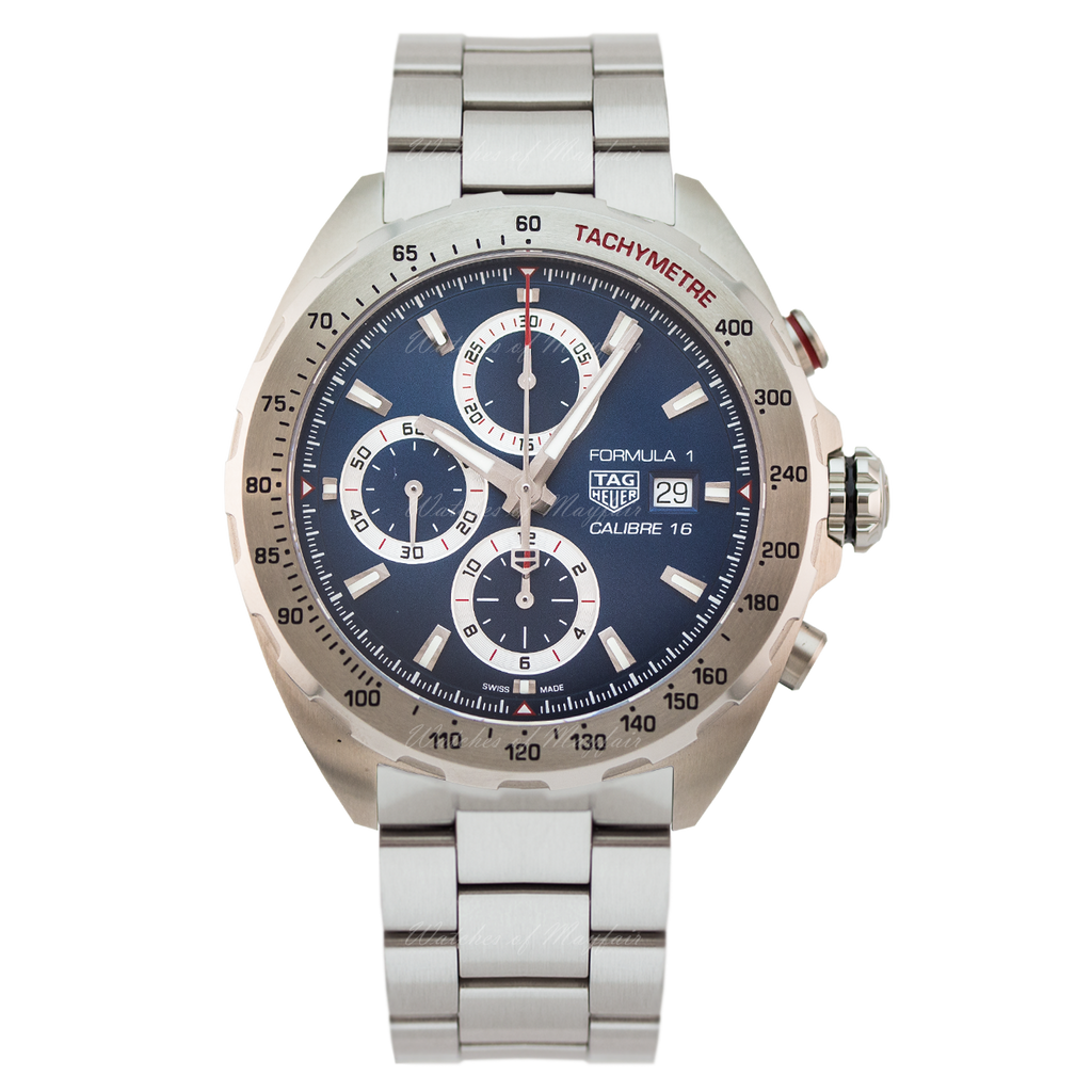  Shop Authentic Tag Heuer Formula 1 Automatic Chronograph Blue Dial Silver Strap Watch for Men - CAZ2015.BA0876 - Luxxuri