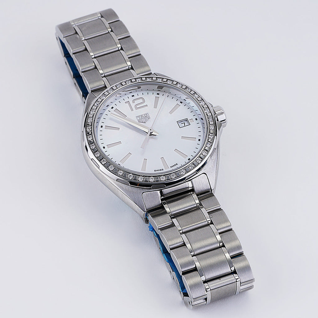  Shop Authentic Tag Heuer Formula 1 Diamonds Mother of Pearl White Dial Silver Steel Strap Watch for Women - WBJ141A.BA0664 - Luxxuri