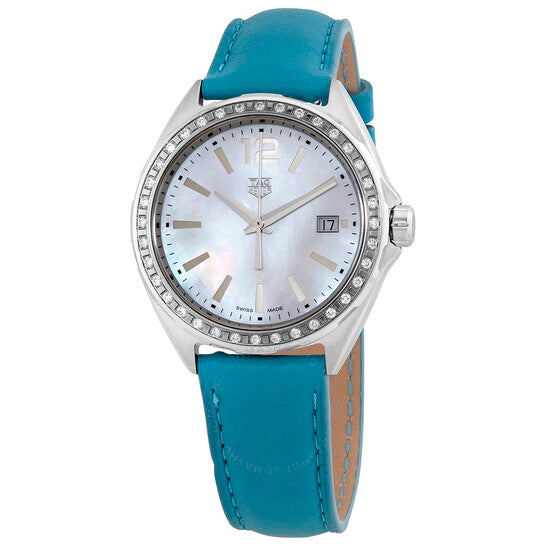 Tag Heuer Formula 1 Quartz Diamonds Mother of Pearl Dial Blue Leather Strap Watch for Women - WBJ131A.FC8256