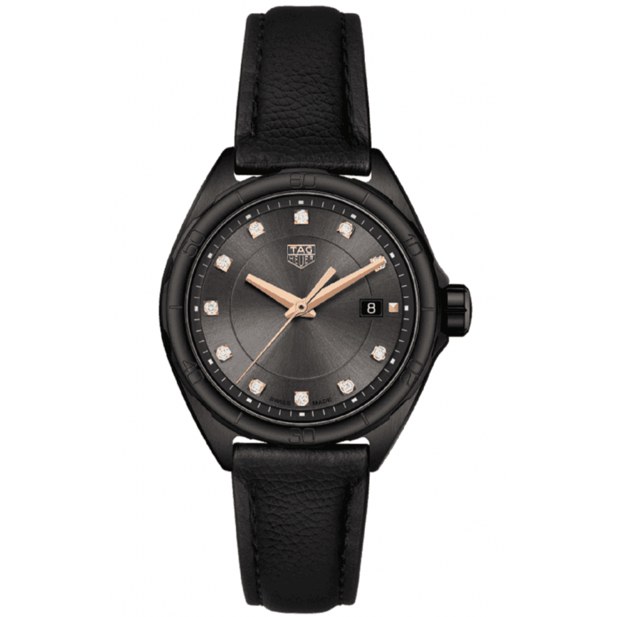  Shop Authentic Tag Heuer Formula 1 Diamonds Black Dial Black Leather Strap Watch for Women - WBJ1417.FC8234 - Luxxuri