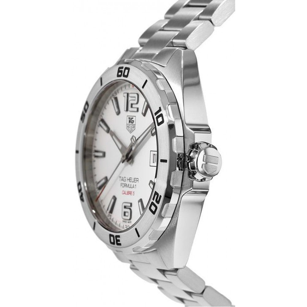Tag Heuer Formula 1 Calibre 5 Automatic White Dial Silver Steel Strap Watch for Men - WAZ2114.BA0875