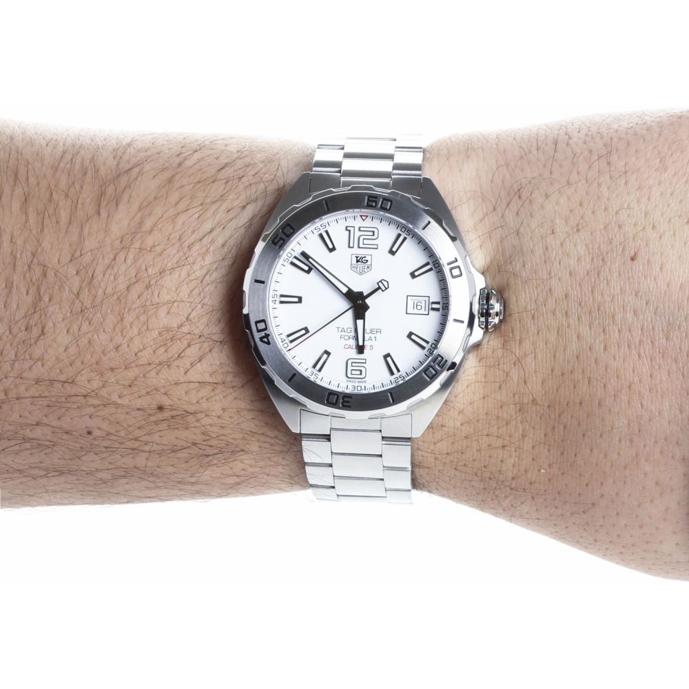  Shop Authentic Tag Heuer Formula 1 Calibre 5 Automatic White Dial Silver Steel Strap Watch for Men - WAZ2114.BA0875 - Luxxuri