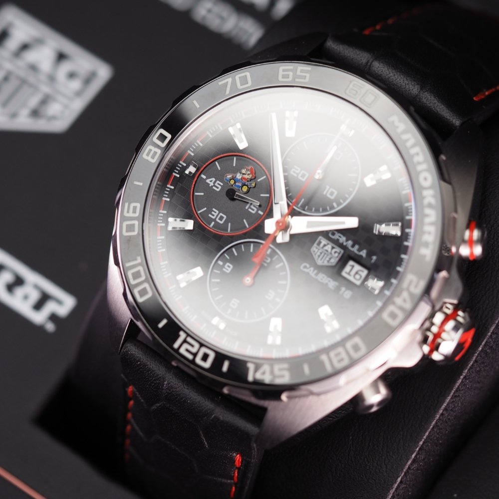  Shop Authentic Tag Heuer Formula 1 Mario Kart Chronograph Black Dial Black Leather Strap Watch for Men - CAZ201E.FC6517 - Luxxuri
