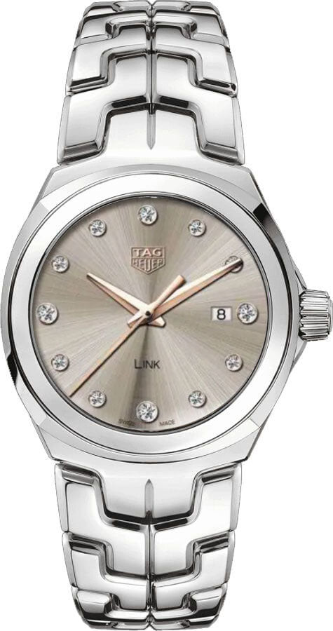  Shop Authentic Tag Heuer Link Quartz Brown Dial Silver Steel Strap Watch for Women - WBC131E.BA0649 - Luxxuri
