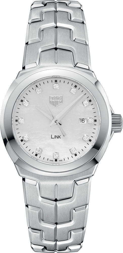 Shop Authentic Tag Heuer Link Quartz Diamonds Mother of Pearl Dial Silver Steel Strap Watch for Women - WBC1312.BA0600 - Luxxuri