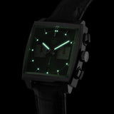  Shop Authentic Tag Heuer Monaco Automatic Chronograph Black Dial Black Leather Strap Watch for Men - CBL2113.FC6177 - Luxxuri