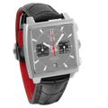 Tag Heuer Monaco Calibre 12 Final Edition Chronograph Grey Dial Black Leather Strap Watch for Men - CAW211J.FC6476