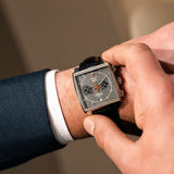  Shop Authentic Tag Heuer Monaco Calibre 12 Final Edition Chronograph Grey Dial Black Leather Strap Watch for Men - CAW211J.FC6476 - Luxxuri