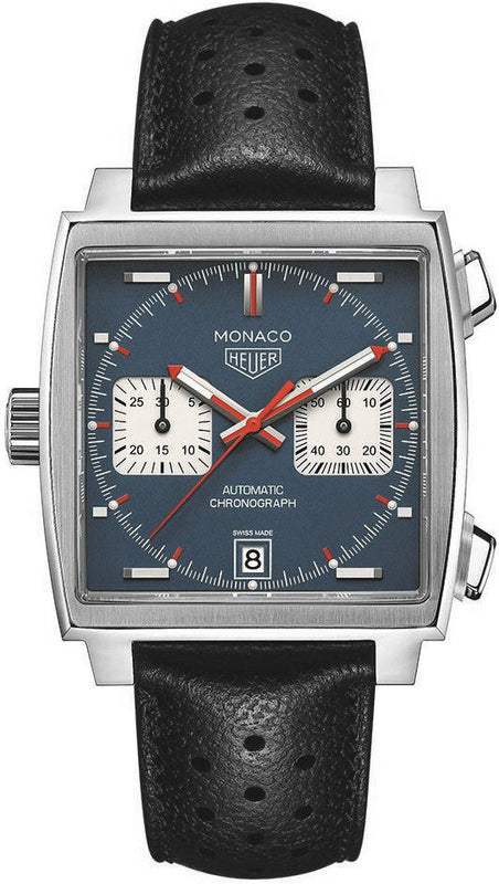  Shop Authentic Tag Heuer Monaco Automatic Chronograph Blue Dial Black Leather Strap Watch for Men - CAW211P.FC6356 - Luxxuri