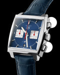  Shop Authentic Tag Heuer Monaco Automatic Chronograph Blue Dial Blue Leather Strap Watch for Men - CBL2111.FC6453 - Luxxuri