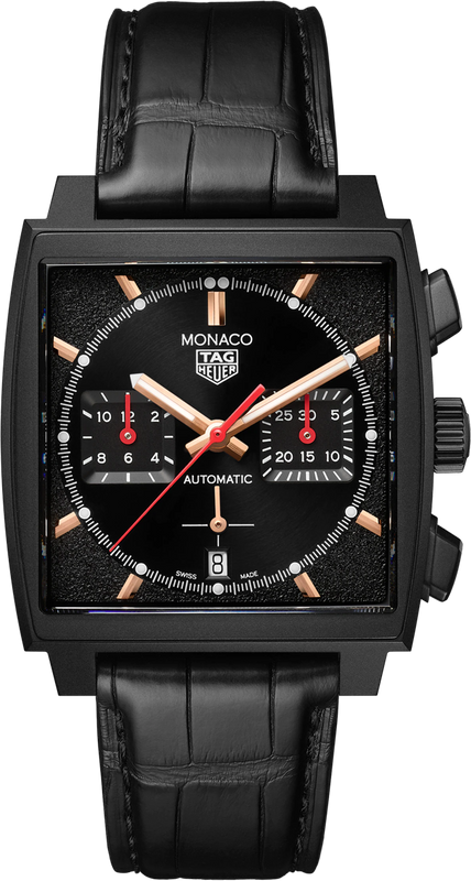  Shop Authentic Tag Heuer Monaco Automatic Chronograph Black Dial Black Leather Strap Watch for Men - CBL2180.FC6497 - Luxxuri