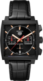 Shop Authentic Tag Heuer Monaco Automatic Chronograph Black Dial Black Leather Strap Watch for Men - CBL2180.FC6497 - Luxxuri