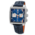  Shop Authentic Tag Heuer Monaco Gulf Automatic Chronograph Blue Dial Blue Leather Strap Watch for Men - CBL2115.FC6494 - Luxxuri