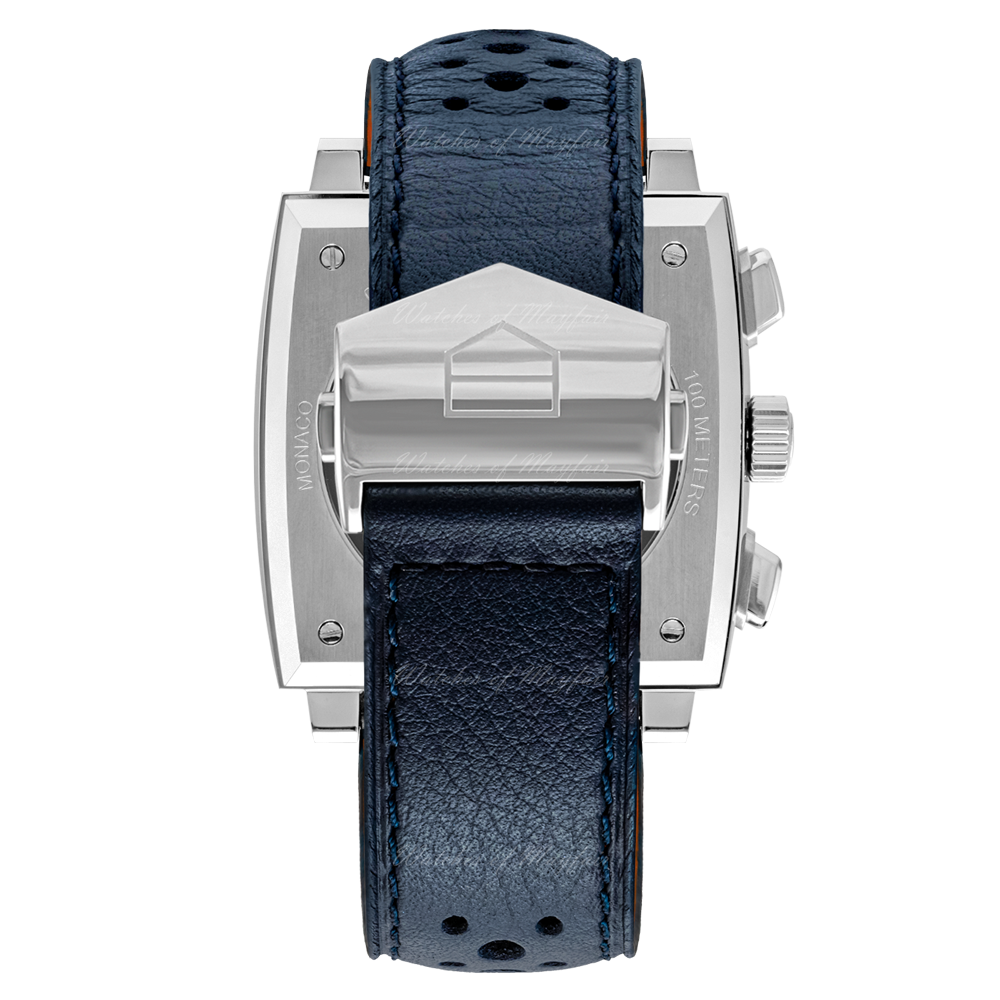  Shop Authentic Tag Heuer Monaco Gulf Automatic Chronograph Blue Dial Blue Leather Strap Watch for Men - CBL2115.FC6494 - Luxxuri